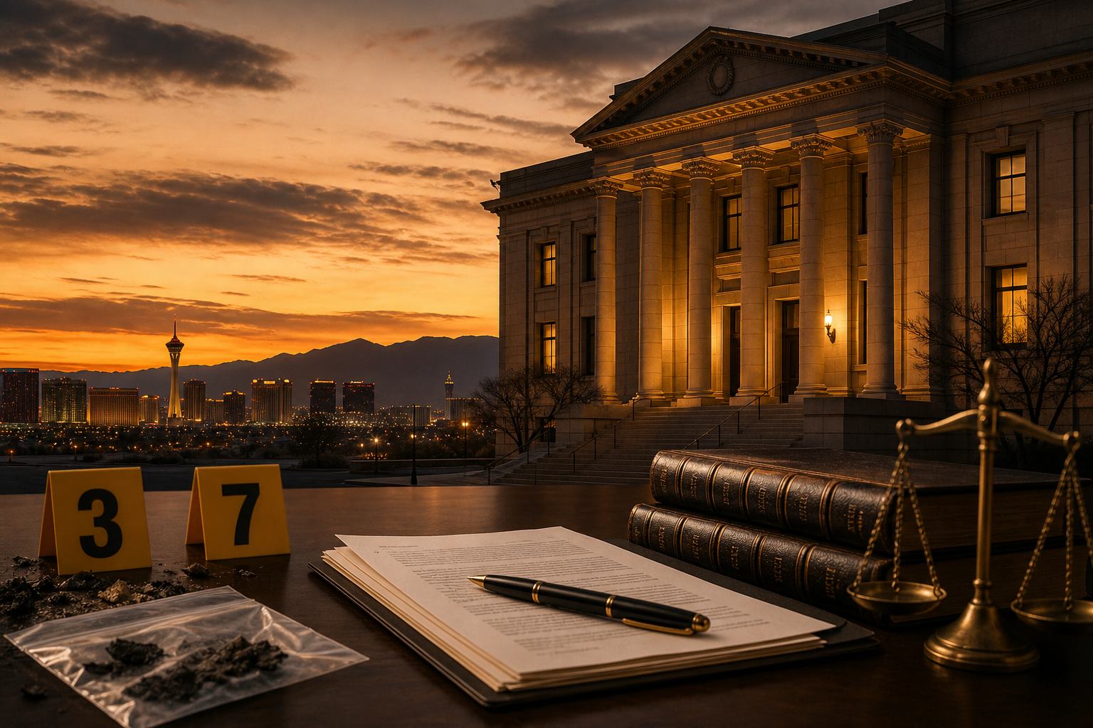 Tribunal de Las Vegas y documentos legales relacionados con la defensa de incendio premeditado en Nevada