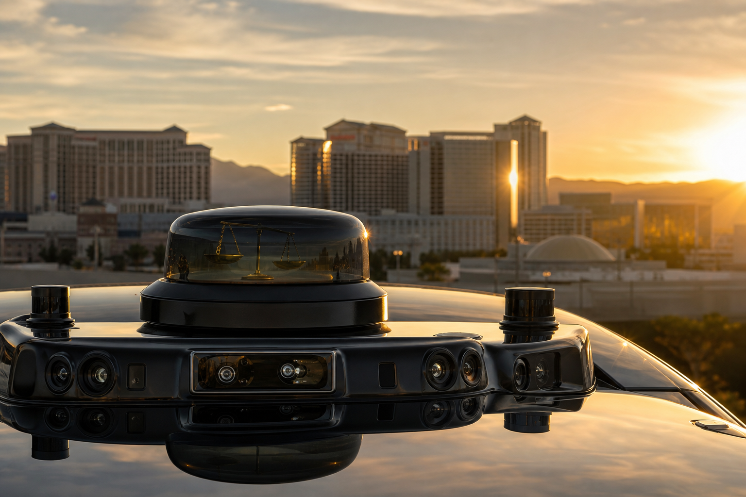 Las Vegas intersection representing autonomous vehicle accident liability and legal claims in Nevada