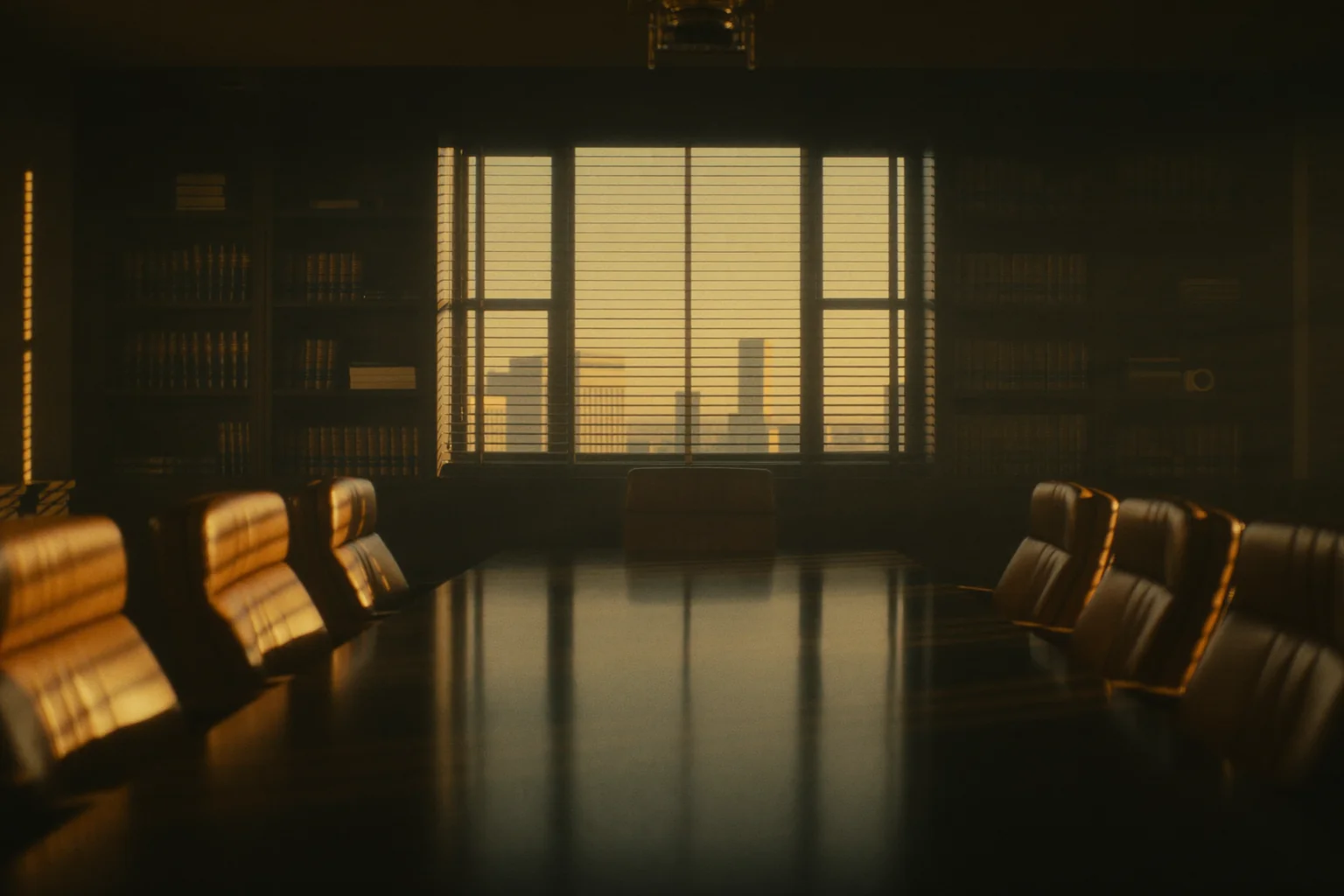 Empty law office conference room in Las Vegas in warm evening light