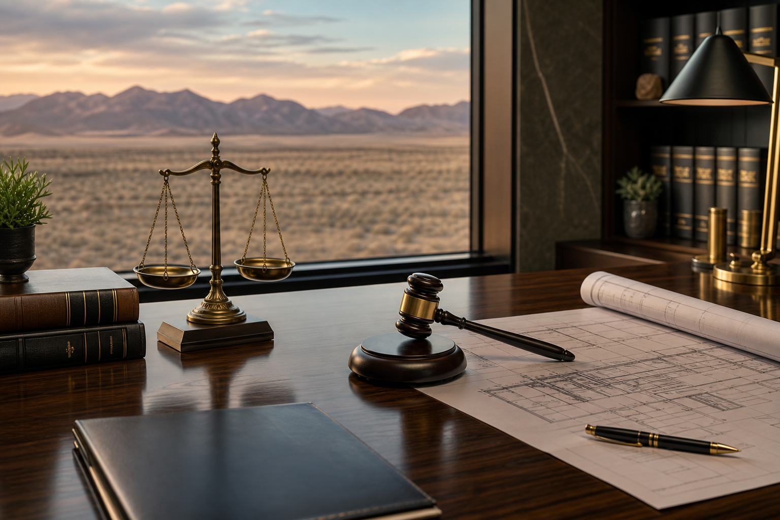Law books and gavel representing construction zone accident legal claims in Las Vegas Nevada