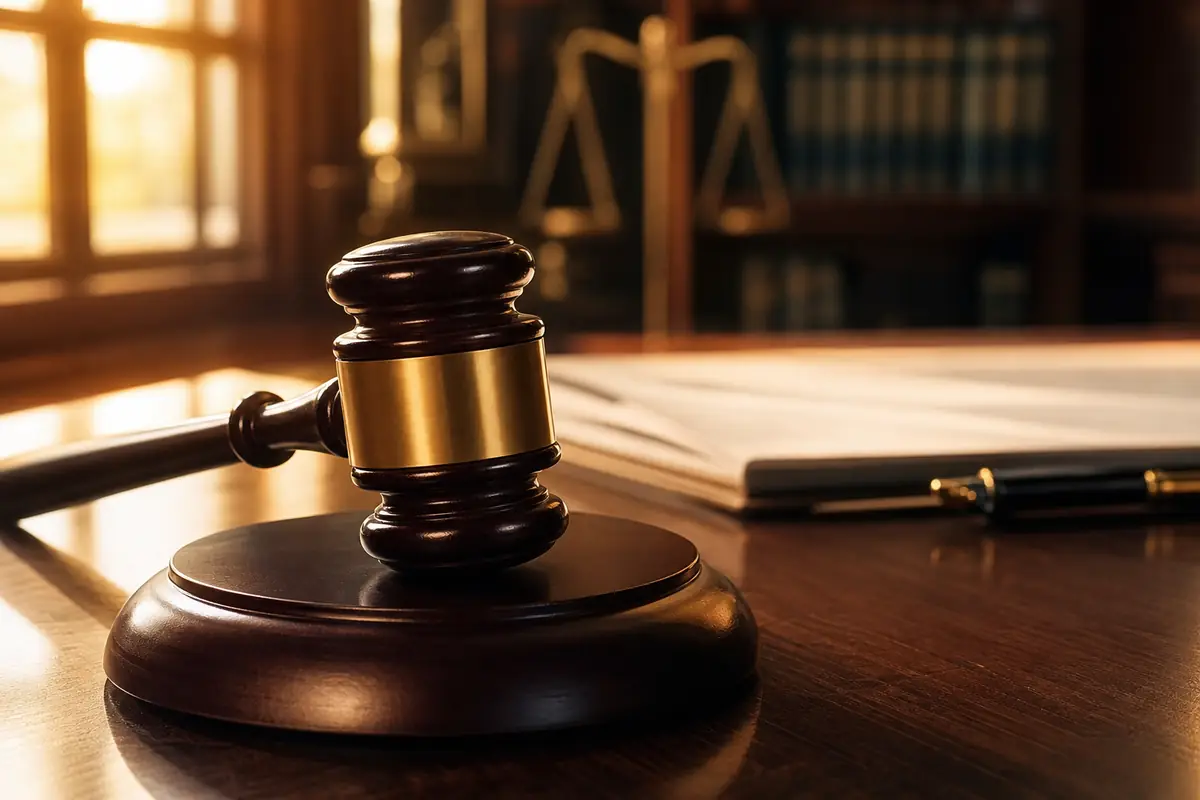 Gavel on a polished desk representing criminal defense for disorderly conduct charges in Las Vegas