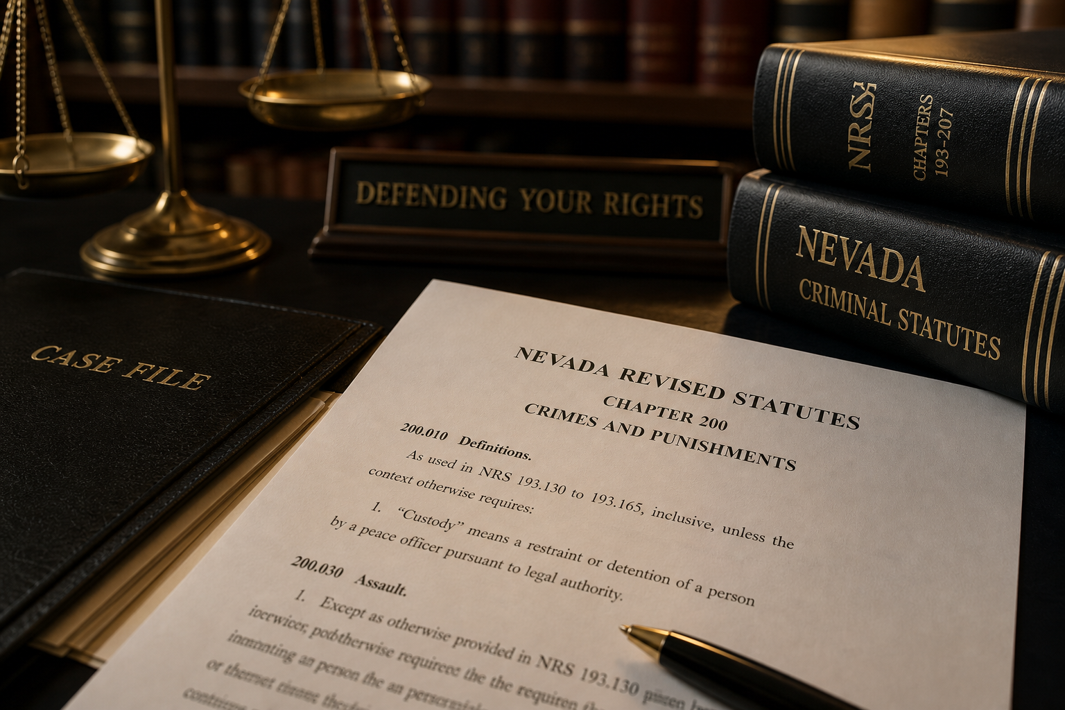 Nevada criminal statutes and law books representing extortion blackmail defense in Las Vegas