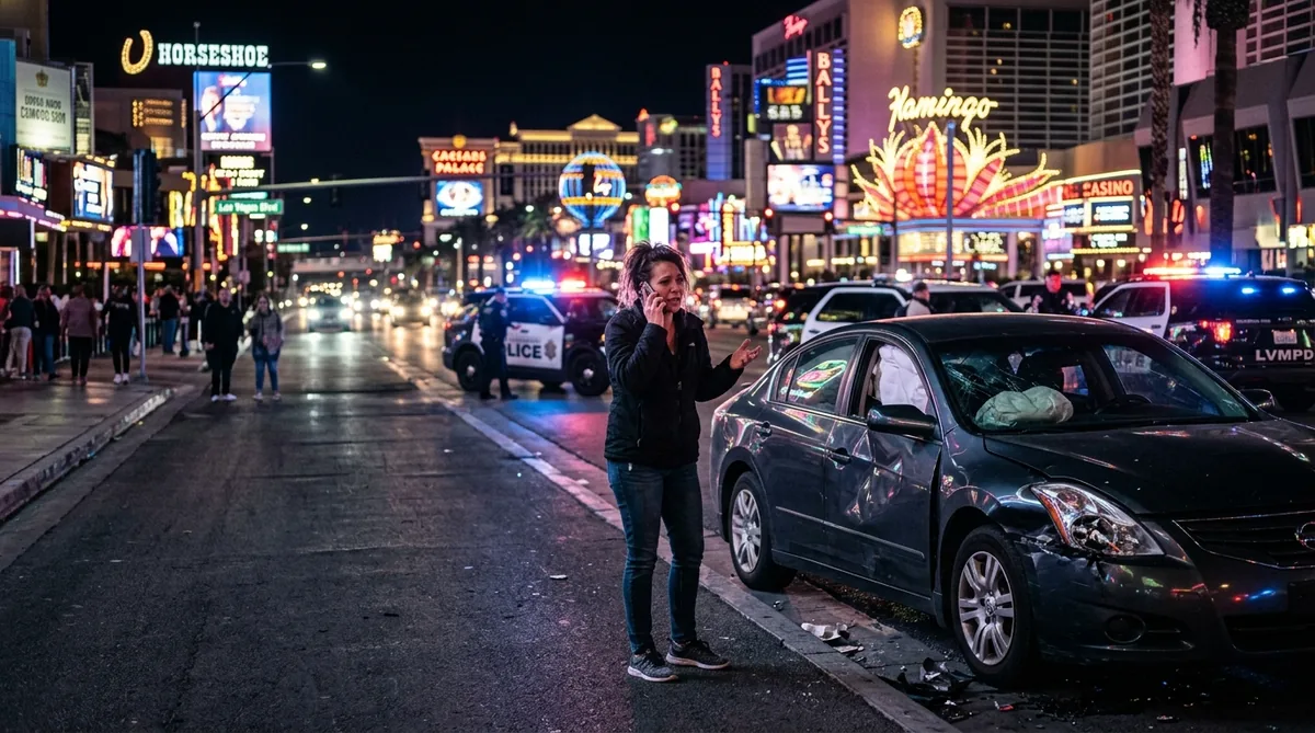 Person calling for help after hit-and-run accident in Las Vegas