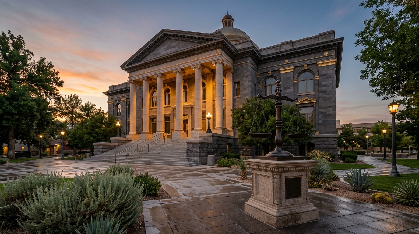 Nevada courthouse with scales of justice — medical malpractice claims in Las Vegas