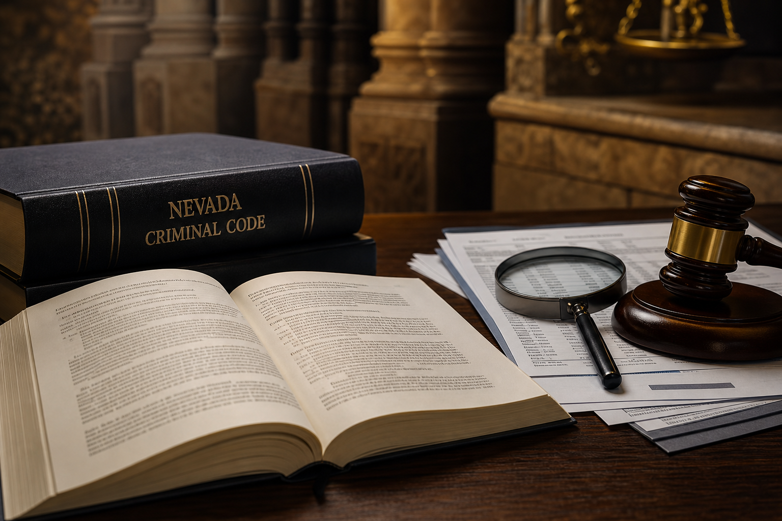 Abogado defensa lavado de dinero Las Vegas Nevada código penal NRS 207.195 delitos financieros Condado Clark