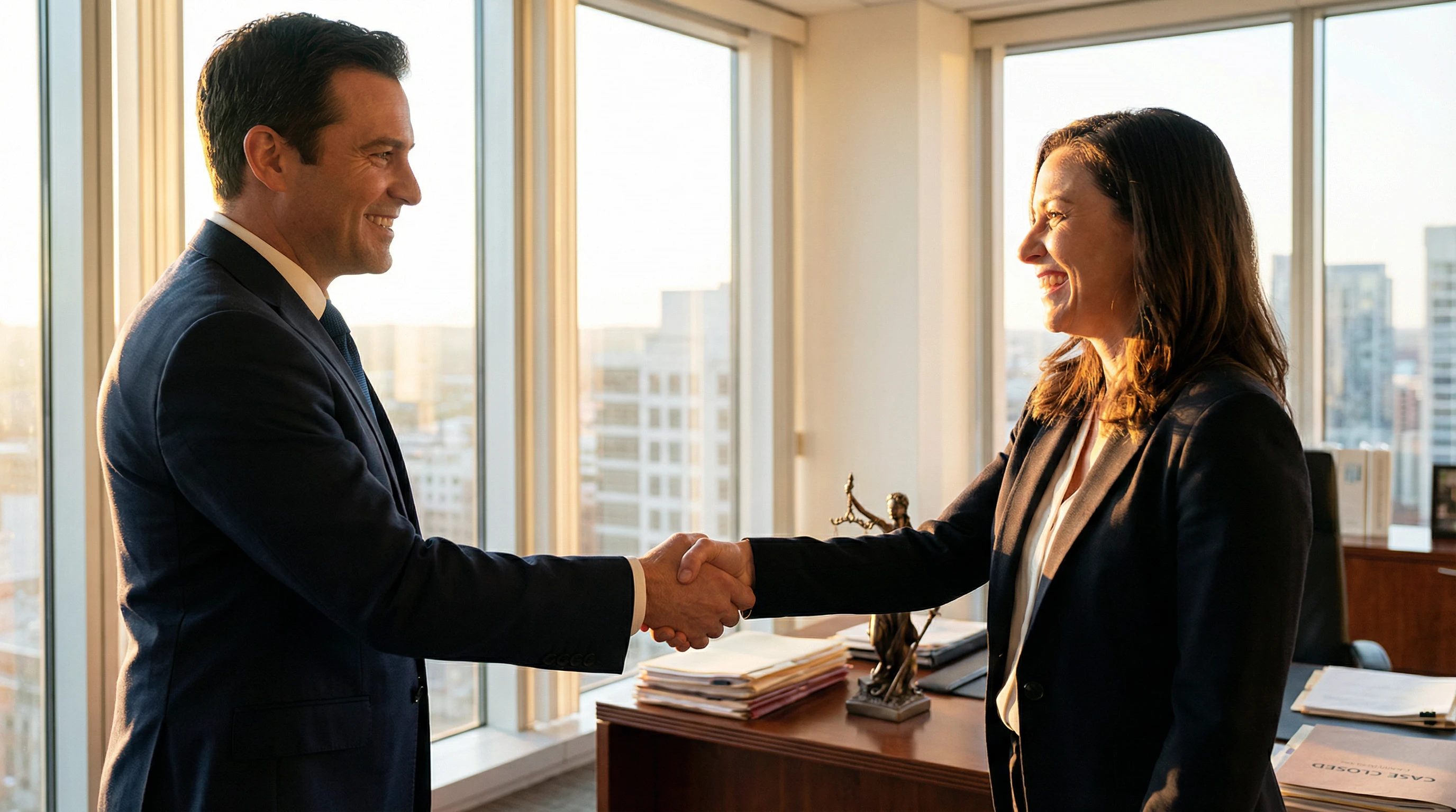 Successful case resolution - Las Vegas attorney Thomas Boley celebrating victory with satisfied personal injury and criminal defense clients